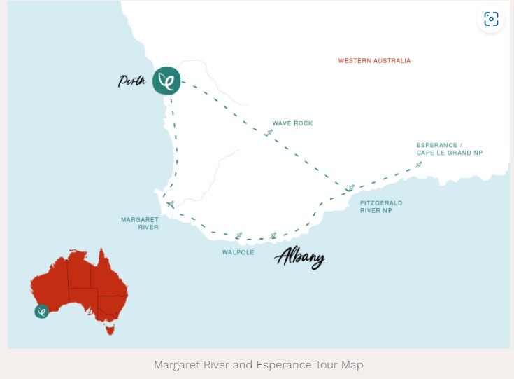 Westaustralien Perth nach Esperance Tour Map