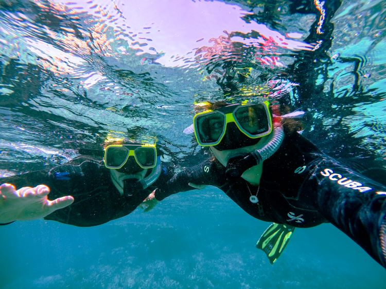 Zwei Personen am Schnorcheln am Great Barrier Reef Australien