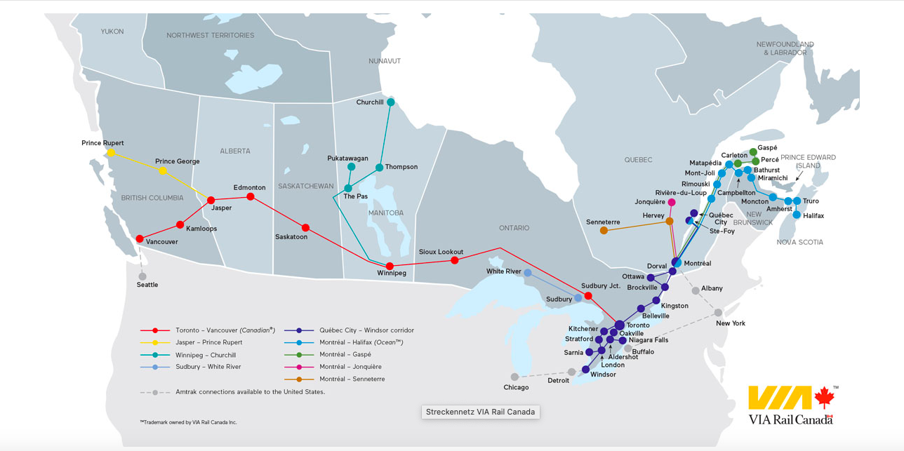 Zugnetzwerk in Kanada